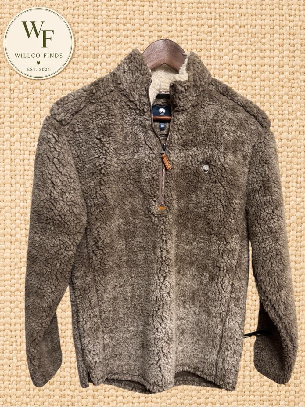 The Southern Shirt Sherpa Fleece Pullover XS Taupe Brown Quarter Zip Cozy